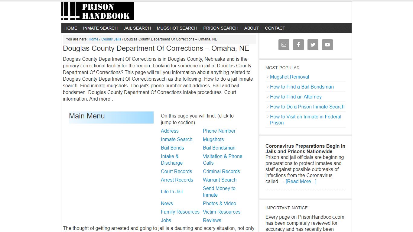 Douglas County Department Of Corrections – Omaha, NE - Prison Handbook